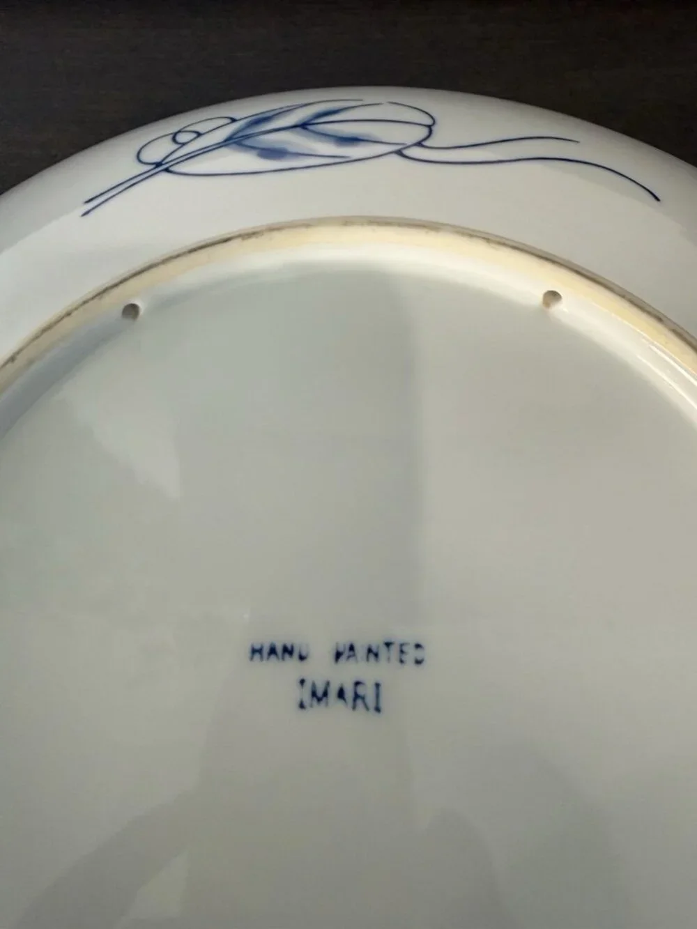 1960s  12” Japanese ARITA Imari Blue and White PHOENIX Bird LARGE Charger Plate